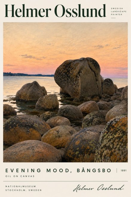 Helmer Osslund Evening Mood, Bångsbo - 1891 No4 - Plakat