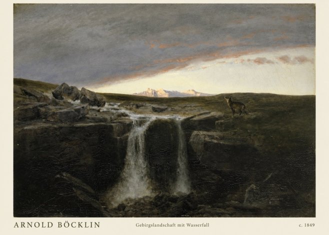 Arnold Böcklin Gebirgslandschaft Mit Wasserfall No2 - Plakat