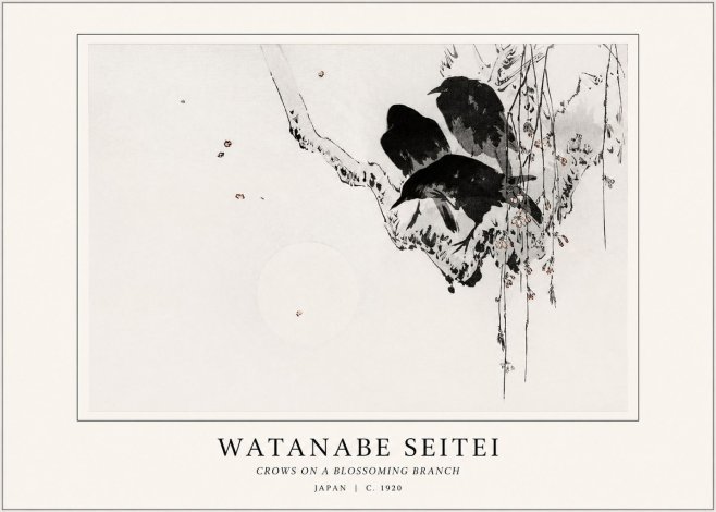 Watanabe Seitei Crows on a Blossoming Branch No1 - Plakat