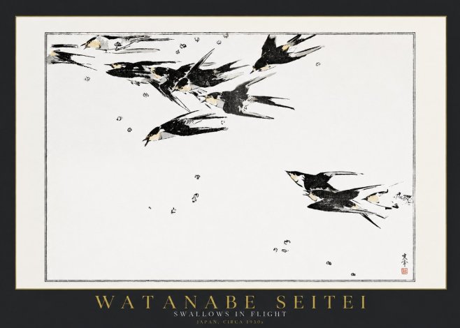 Watanabe Seitei Swallows in Flight No2 - Plakat