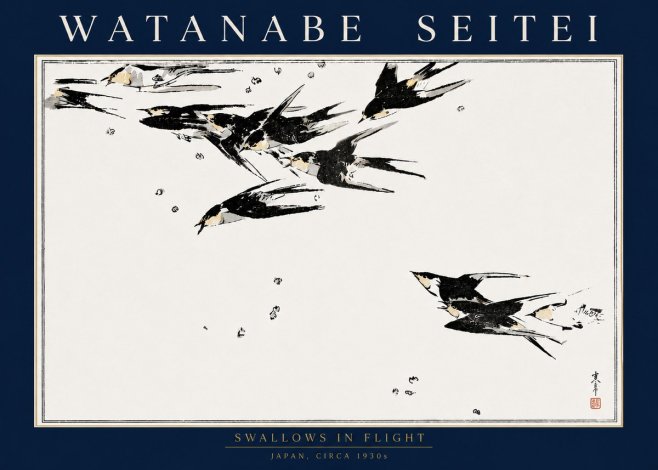 Watanabe Seitei Swallows in Flight No4 - Plakat