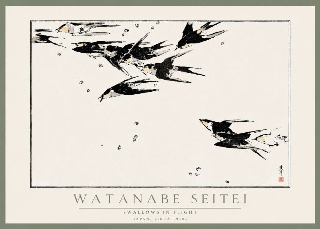 Watanabe Seitei Swallows in Flight No6 - Plakat