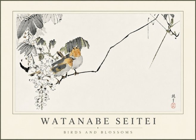 Watanabe Seitei Birds and Blossoms No5 - Plakat