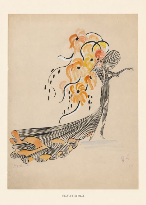 Charles Gesmar Lady with Floral Headdress No5 - Plakat