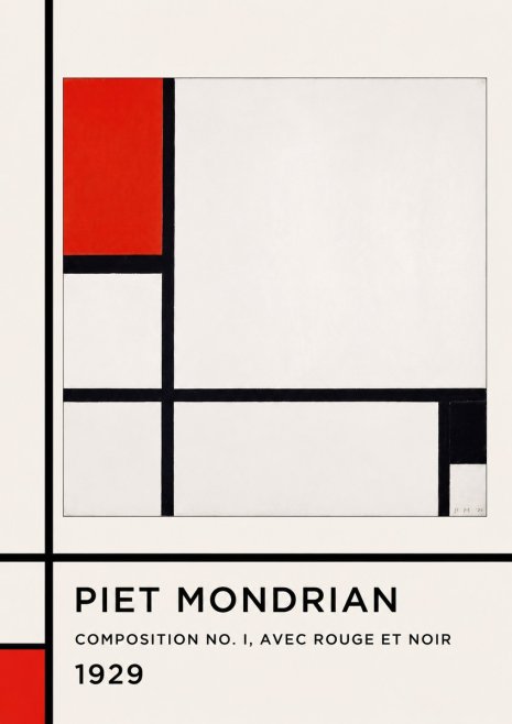 Piet Mondrian Composition No. I, Avec Rouge Et Noir No1 - Plakat