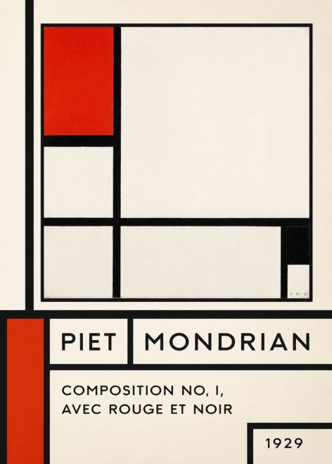 Piet Mondrian Composition No. I, Avec Rouge Et Noir No6 - Plakat