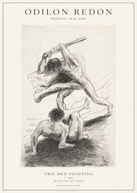 Odilon Redon Two Men Fighting No1 - Plakat