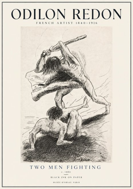 Odilon Redon Two Men Fighting No4 - Plakat