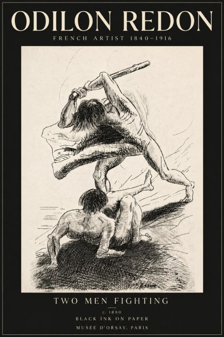 Odilon Redon Two Men Fighting No6 - Plakat