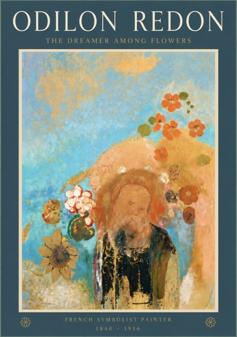 Odilon Redon The Dreamer Among Flowers No2 - Plakat