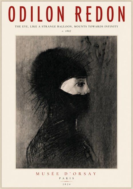 Odilon Redon The Eye, Like a Strange Balloon, Mounts Towards Infinity No5 - Plakat