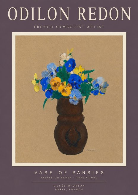 Odilon Redon Vase of Pansies No6 - Plakat