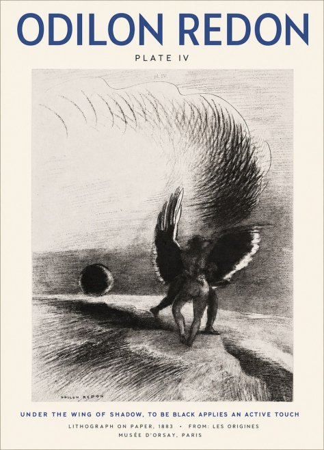 Odilon Redon Sous L'aile D'ombre L'être Noir Appliquait Une Active Morsure Plate Iv No2 - Plakat