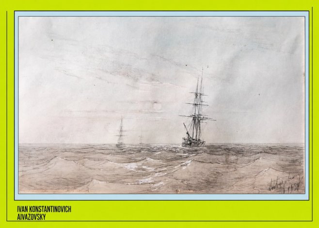 Ivan Konstantinovich Aivazovsky Two Sailing Ships at Sea No3 - Plakat
