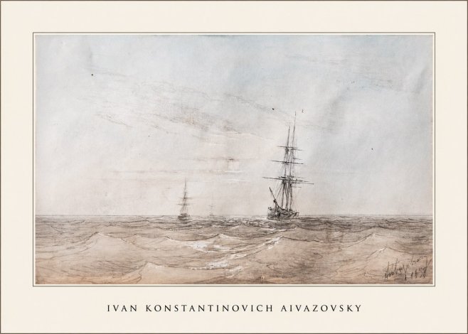 Ivan Konstantinovich Aivazovsky Two Sailing Ships at Sea No4 - Plakat