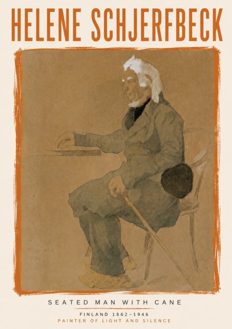 Helene Schjerfbeck Seated Man with Cane No6 - Plakat