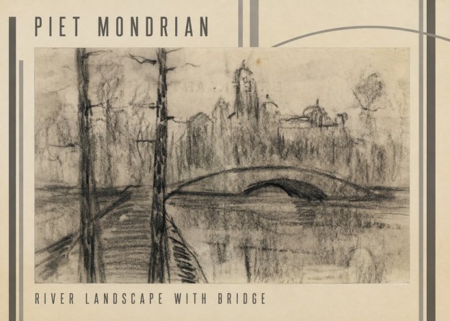 Piet Mondrian River Landscape with Bridge No3 - Plakat