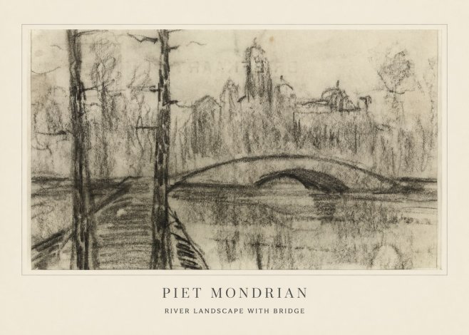 Piet Mondrian River Landscape with Bridge No4 - Plakat