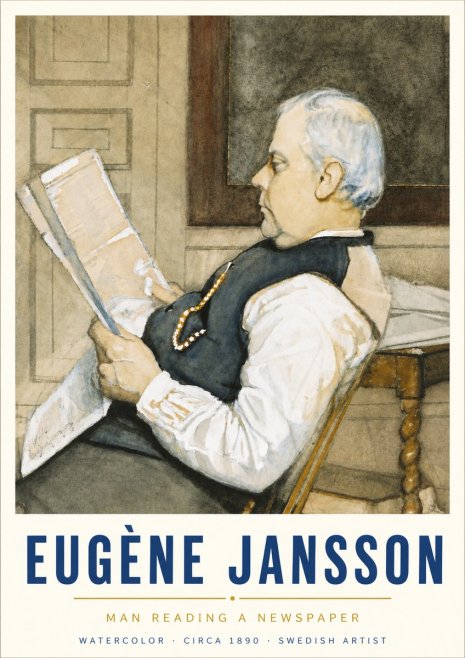 Eugène Jansson Man Reading a Newspaper No5 - Plakat
