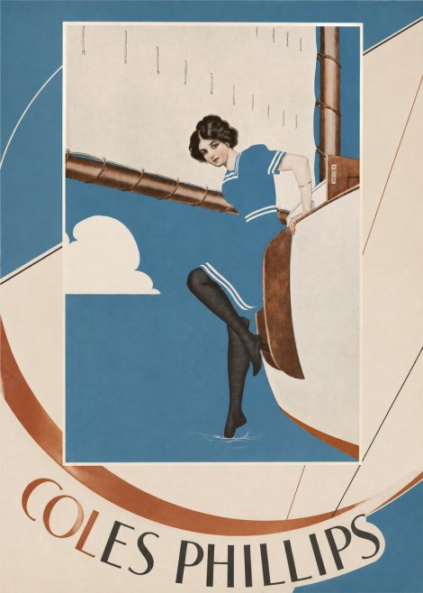 Coles Phillips Woman on a Yacht No6 - Plakat