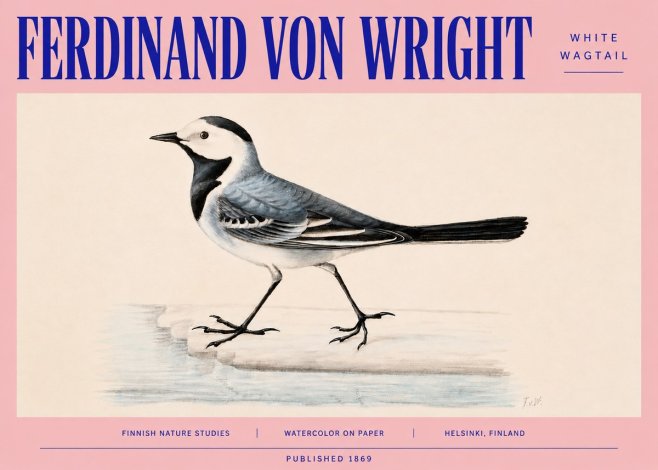 Ferdinand von Wright White Wagtail No4 - Plakat