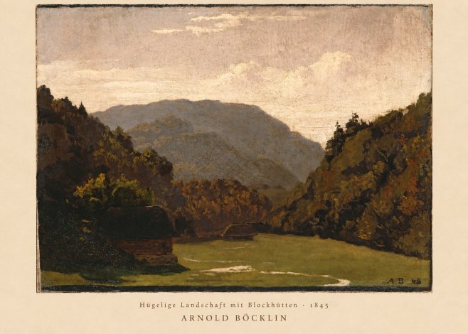 Arnold Böcklin Hügelige Landschaft Mit Blockhütten No2 - Plakat