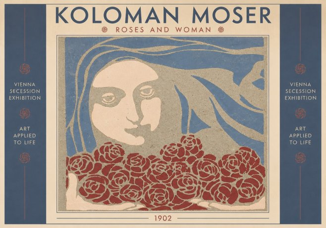 Koloman Moser Roses and Woman No2 - Plakat