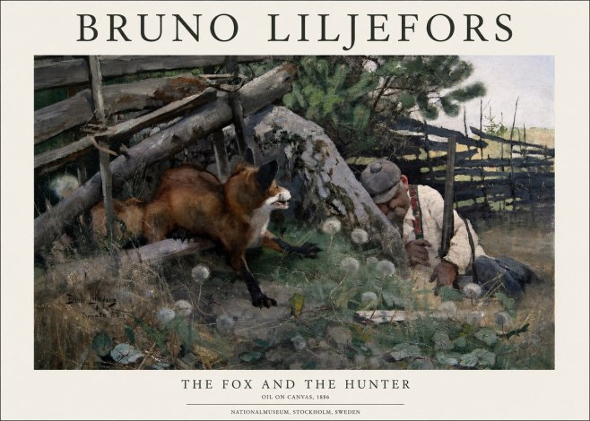 Bruno Liljefors The Fox and the Hunter No1 - Plakat