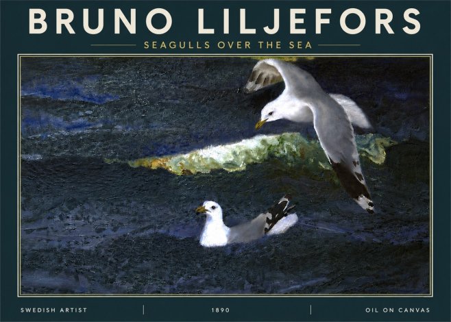 Bruno Liljefors Seagulls over the Sea No4 - Plakat