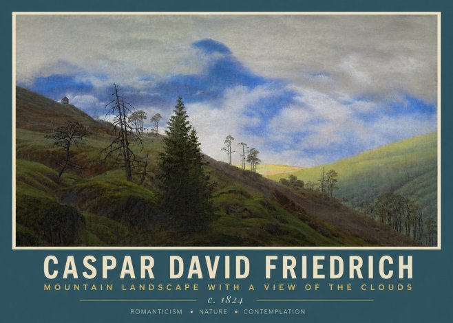 Caspar David Friedrich Mountain Landscape with a View of the Clouds No3 - Plakat