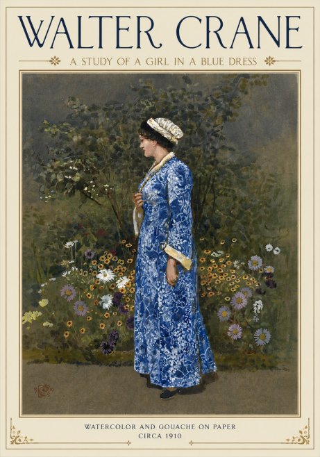 Walter Crane A Study of a Girl in a Blue Dress No4 - Plakat