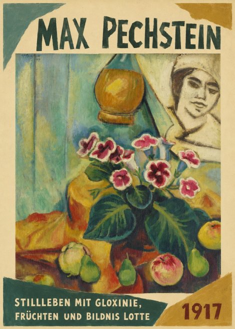 Max Pechstein Stillleben Mit Gloxinie, Früchten Und Bildnis Lotte No1 - Plakat