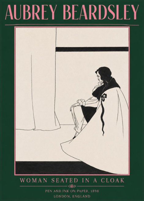 Aubrey Beardsley Woman Seated in a Cloak No2 - Plakat