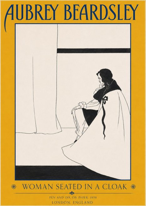Aubrey Beardsley Woman Seated in a Cloak No3 - Plakat
