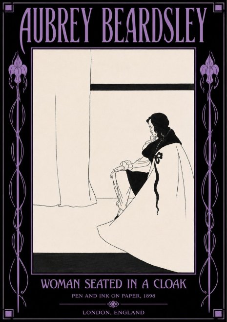 Aubrey Beardsley Woman Seated in a Cloak No4 - Plakat