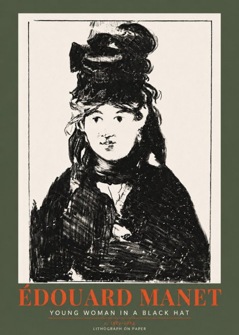 Édouard Manet Young Woman in a Black Hat II No2 - Plakat