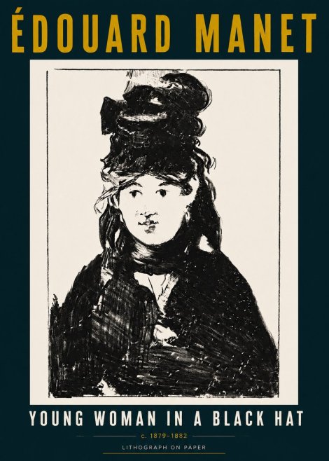 Édouard Manet Young Woman in a Black Hat II No5 - Plakat