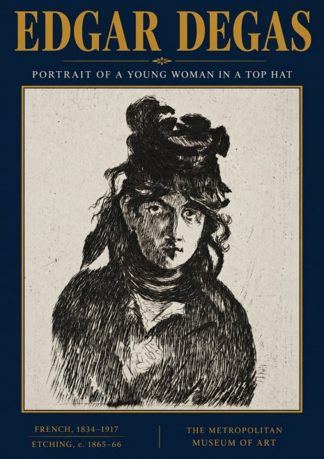 Edgar Degas Portrait of a Young Woman in a Top Hat No3 - Plakat