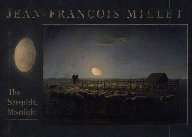 Jean-François Millet The Sheepfold, Moonlight No6 - Plakat