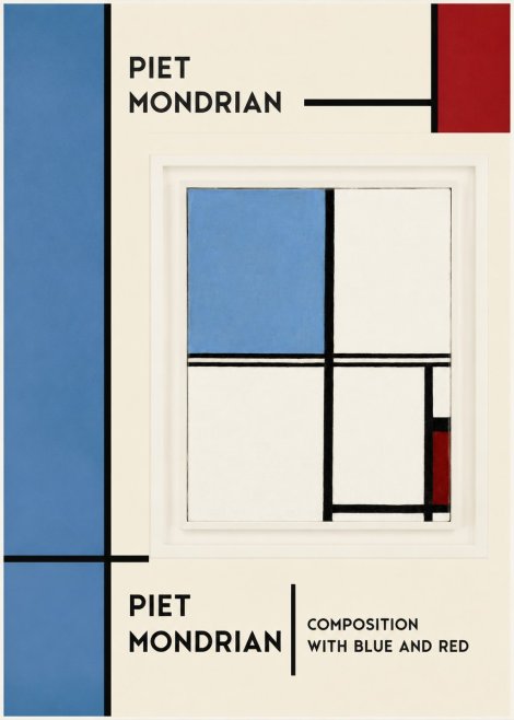 Piet Mondrian Composition with Blue and Red No6 - Plakat