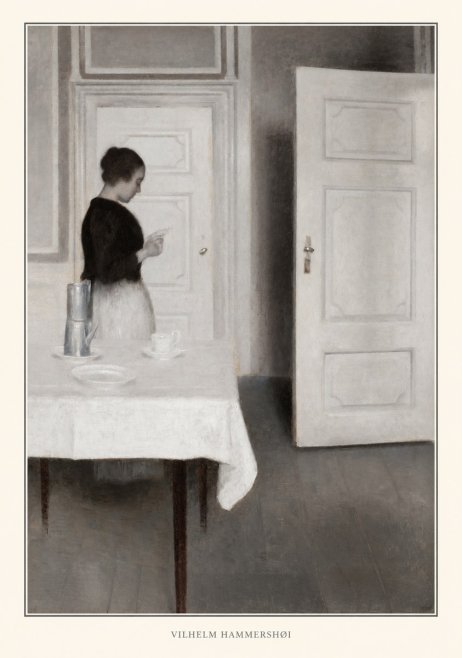 Vilhelm Hammershøi Interior with a Woman Reading a Letter No4 - Plakat