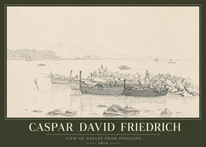 Caspar David Friedrich View of Naples from Posillipo No3 - Plakat