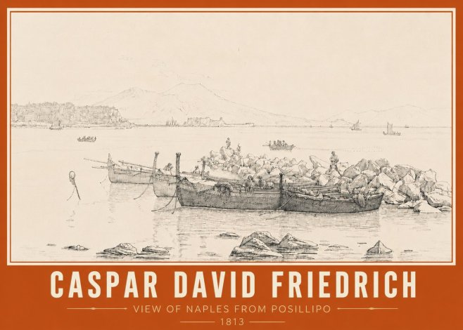 Caspar David Friedrich View of Naples from Posillipo No5 - Plakat