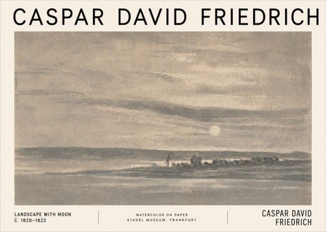 Caspar David Friedrich Landscape with Moon No5 - Plakat