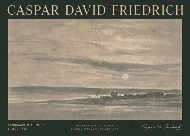 Caspar David Friedrich Landscape with Moon No6 - Plakat