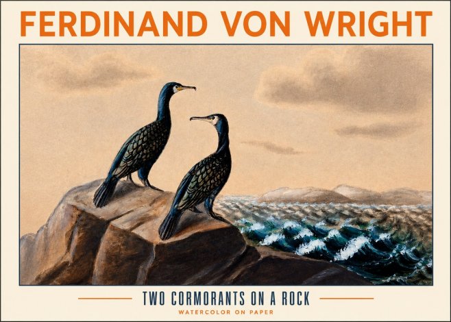 Ferdinand von Wright Two Cormorants on a Rock No2 - Plakat