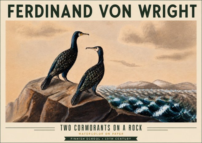 Ferdinand von Wright Two Cormorants on a Rock No6 - Plakat