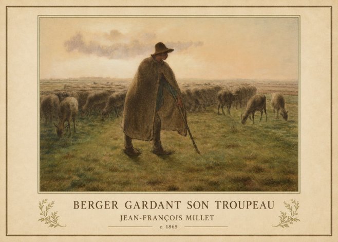 Jean-François Millet Berger Gardant Son Troupeau No1 - Plakat