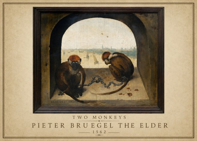 Pieter Bruegel Two Monkeys III No1 - Plakat