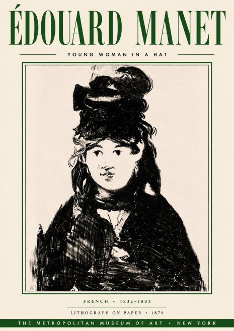 Édouard Manet Young Woman in a Hat II No6 - Plakat